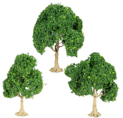 Luwecf 3-teiliges Landschafts-Miniatur-Baum-Modell, Höhe 10,12,15 cm, Eisenbahn-Grün-Landschaftsbaum, Miniatur-Baum für die Dekoration des Feengartens, Immergrüner Baum