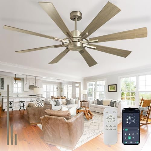 Depuley 72-Inch Outdoor Ceiling Fan with Remote Control - Large 8-Blade Farmhouse Design for Patio, Porch and Indoor Use - Grainy Finish with Reversible Quiet DC Motor