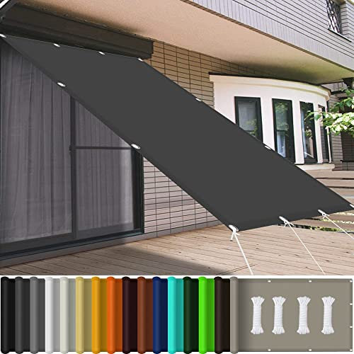 Wasserdichtes Sonnensegel, 3,5 x 5 m, quadratisch, rechteckig, Terrassenüberdachung mit 98 % UV-Block, ideal für Garten und Außenbereich, Dunkelgrau