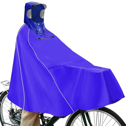Andake Poncho impermeable para bicicleta para hombres y mujeres, poncho de lluvia impermeable para ciclismo, poncho impermeable para hombres, capa impermeable para bicicleta para mujeres, azul, Talla