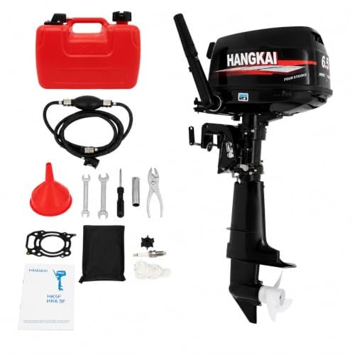 DAOHHFO 6.5HP 4 Takt Außenborder Motor Benzinmotor 123CC Außenbordmotor Wassergekühlt System Heavy Duty Angelmotor für Aufblasbare Fischerboot (CDI Zündsystem, 5000-6000 U/min, 40cm Kurzer Schaft)