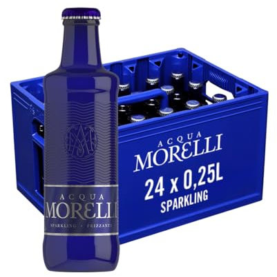 ACQUA MORELLI Sparkling Frizzante – 24 x 0,25L Glasflaschen – Premium Mineralwasser mit feiner Kohlensäure – Italienisches Quellwasser aus den Alpi Marittime für puren Genuss & feine Speisen