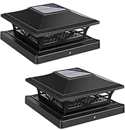 Pesfehhy Solar-Pfostenkappenleuchten für 3,5 X 3,5 5,5 X 5,5 -Vinylpfosten, Terrassen-/Gartendekor, Schwarz, 2 Stück