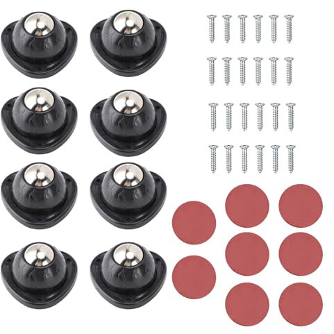 Self Adhesive Caster Wheels Heavy Duty 360 Degree Swivel Wheels For Furniture And Small Appliances With Large Steel Ball ABS Bracket 40x21mm 8pcs