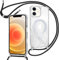 ZYIMOU Coque pour iPhone 12 / iPhone 12 Pro avec Cordon Compatible avec MagSafe, Housse Magnétique Transparente Étui avec Collier Réglable Résistant Silicone Case, Chaîne Noir