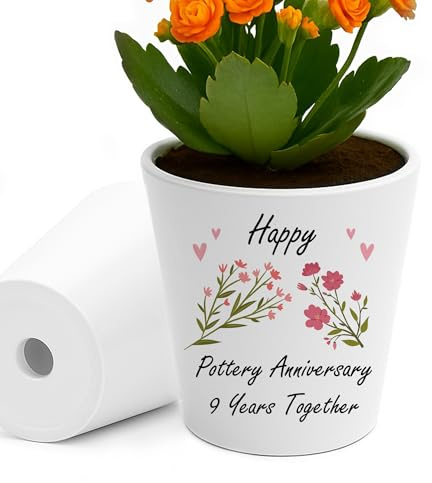 RED OCEAN 9th Wedding For Wife Couple Gift Plant Pot 10cm x 9cm Gift For Anniverary Husband Couple Friend Nine Year Gifts Him Her