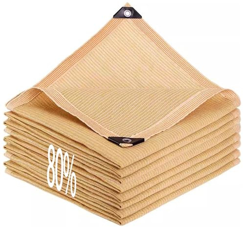 Filet D'Ombrage avec œillets, Couverture de Tissu d'ombre de 80%, Voile d'ombrage pour Jardin, pergola, terrasse, activités et installations de Plein air, Beige(8 x 8 m)
