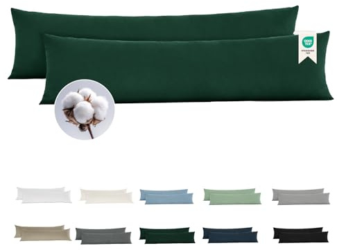 BEDELITE Seitenschläferkissen Bezug 40 x 145 Baumwolle, Dunkelgrün