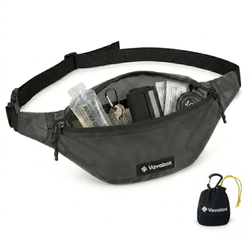 Vavabox Bauchtasche wasserdicht Herren & Damen | Große Hüfttasche für Sport und Reise | Klein & Leicht mit 2 Reißverschlüssen Waist Bag