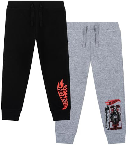 Hot Wheels Boys Jogging Bottoms Pack of 2 – 100% Cotton Car Tracksuit Bottoms Multipack