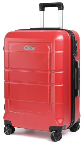 TANTOMI Koffer Groß,28 Zoll Hartschalenkoffer aus ABS+PC, Trolley, Reisekoffer mit 4 drehbaren Rollen (360°), 3-stelliges Zahlenschloss und Aluminium-Teleskopgriff (XL – 95L, Rot)
