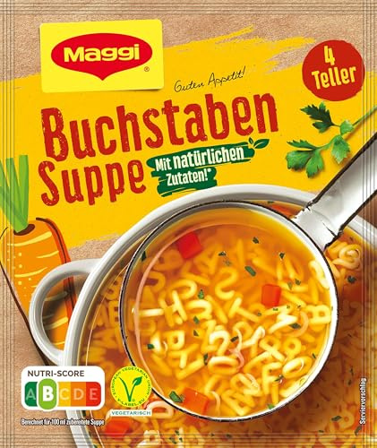Maggi Guten Appetit, Buchstaben Suppe, 100g Beutel, ergibt 4 Teller, 5er Pack (1 x 100g)