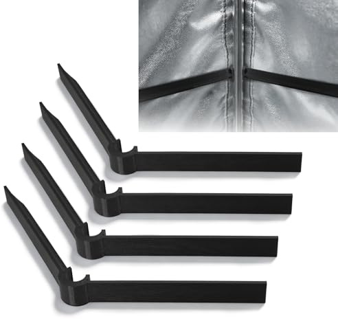 Growzelt Zubehör Stangen für AC Infinity - Growzelt Zubehör Indoor für AC Infinity Grow Zelt, Ersatzteil Clip Growzelte Stangen für Secret Jardin Homebox Growpro Grow Zelt Set, Schwarz, 16 MM, 4 Stück