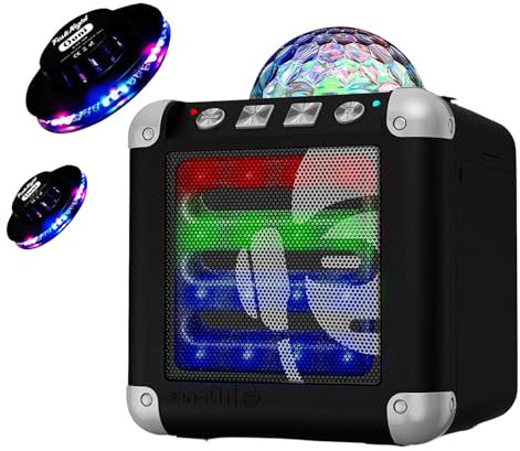 iDance Mini Enceinte sur Batterie Bluetooth Cube Mini 3 à LEDs RGB USB - 3W RMS + 2 Effets OVNI UFO