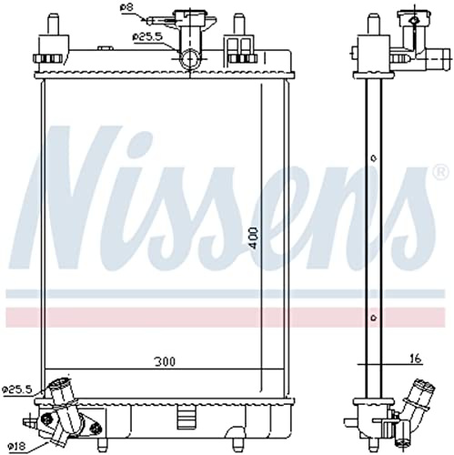 NISSENS Kühler Motorkühlung Kühler Wasserkühler Motorkühler Netzbreite 298mm Netzlänge 400mm Netztiefe 16mm 617554