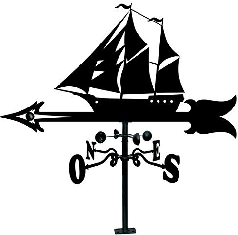 Arthifor- Veleta de Viento para Tejado con Silueta de Velero,Negro Mate,90 x57 96,5 cm (21148)