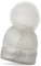 styleBREAKER warme Metallic Strick Bommelmütze mit abnehmbarem Kunstfell Bommel, Winter Fellbommel Mütze, Damen 04024138, Farbe:Weiß/Silber