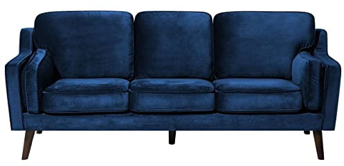 Beliani Trendy Retro Sofa Samtstoff in Dunkelblau Couch 3-Sitzer Lokka