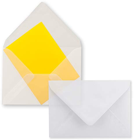 50x durchsichtige Mini Brief-Umschläge - Transparent-Weiß - 5,2x 7,6 cm - Miniatur Kuverts mit Nassklebung für Blumen-Grüße, Grußkarten, Anhänger & Geld-Geschenke - FarbenFroh by GUSTAV NEUSER