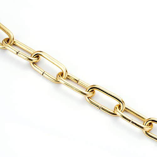 Lampenkette für Kronleuchter, 1 m, (47 x 20 x 4 mm) - Leuchtenkette bis 12 kg Traglast, Zierkette aus Messing, dekorativ, glänzend