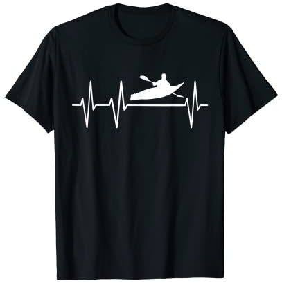 Kajak Boot Heartbeat Herzschlag Paddeln Wassersport T-Shirt