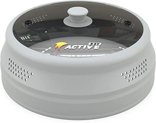 Ezy Active Collapsible Microwave Cover for Food - Silicone and Glass Splatter Guard Lid for 6-12 inch Plates & Bowls, Dishwasher Safe, Heat Resistant, BPA-Free, Gray