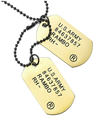 COOLSTEELANDBEYOND Klassischer Bronze Zwei Stücke Herren Militär Armee Dog Tag Anhänger und 70cm Kugelkette