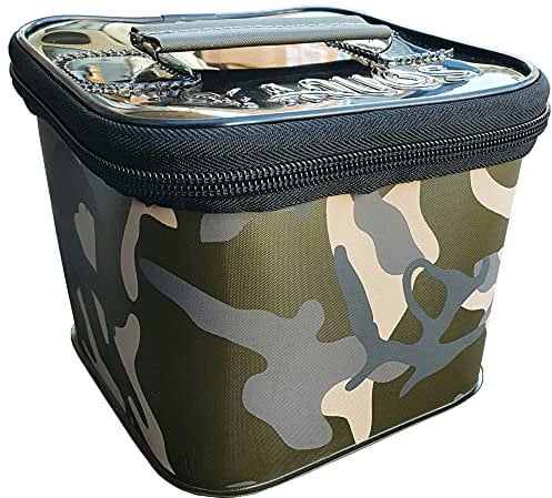 Fox Aquos Camolite medium+ 17x17x13cm Bait Storage - Ködertasche für Karpfenköder, Boilietasche zum Karpfenfischen, Angeltasche für Boilies
