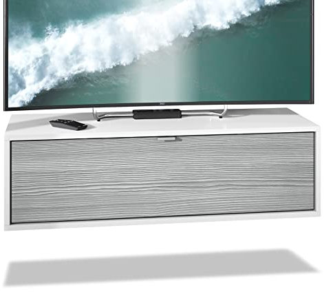 Vladon TV Board Lana 100 Hängeschrank Lowboard 100 x 29 x 37 cm, Made in Germany, Korpus in Weiß matt, Fronten in Avola-Anthrazit | Große Farbauswahl