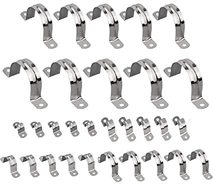 SyiXute 30 Stück Rohrschelle 304 Edelstahl,Befestigungsschelle Ø50 Ø40 Ø35 Ø32 Ø25 Ø20 mm U-Rohrschelle,Zweiloch-Rohrschellen zur Befestigung der Halterung von Wasserrohr und Gasrohr