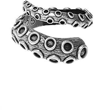 Vintage Octopus Ring Punk Sea Monster Squid Kraken Tentakel Retro Ring für Damen Herren, 8 (Adjustable), Kupfer, Kein Edelstein