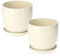 KOTARBAU® 2er Set Keramik Blumentopf Übertopf für Blumen Pflanzen ⌀ 13 cm mit Tropfschale Beige