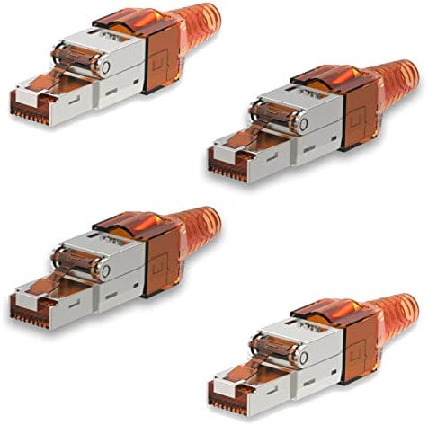 4 Stück Netzwerkstecker Cat 7 werkzeuglos CAT7 CAT7A RJ45 LAN UTP Kabel Stecker ohne Werkzeug werkzeugfrei CAT6a CAT6 CAT5 Verlegekabel Patchkabel Netzwerkkabel Toolless Modular Plug Connector