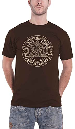 Black Sabbath T Shirt Henry Pyramid Emblem Band Logo Official Unisex Brown