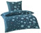 BaSaTex Winter Flausch Bettwäsche Bett Garnitur 2-teiliges Set | 135x200 + 80x80 cm | 100% Microfaser Fleece Thermofleece | Schneeflocken Smaragd
