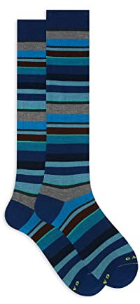 Calze lunghe uomo cotone leggerissimo blu royal righe multicolor