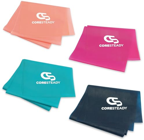 Coresteady Gymnastikband für Männer und Frauen – Fitnessband ohne Zurückschnellen für Krafttraining – Gummiband Sport für Fitness, Pilates, Physio und Yoga – Mit Trainingsanleitung