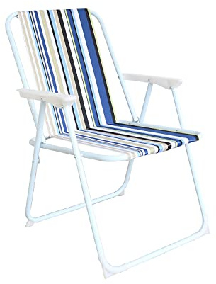 INDA-Exclusiv Campingstuhl Faltstuhl Stoff Oxfort Klappstuhl Gartenstuhl zum zusammenklappen Anglerstuhl Regiestuhl Angelstuhl Metall, Farben:Ocean Blue