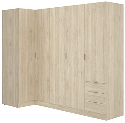 DEKIT GRUPO RIMOBEL Essen Armario de rincón con cajones - Roble Natural - 184 cm (Alto) x 91 cm (Ancho) x 214 cm (Prof.)