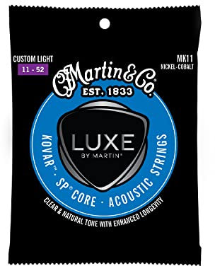 MARTIN Cordes pour guitare acoustique Luxe By Martin Kovar, alliage nickel-cobalt léger, Superior Performance Core, Custom Light 11-52 (MK11)
