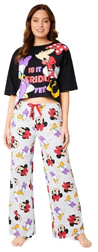 Disney Pigiama Donna - Pigiama Donna Cotone Lungo a Manica Corta S-XL Pigiami Due Pezzi - Regali Donna