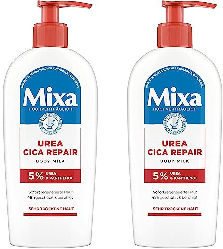 Mixa Urea Cica Repair Body Milk, beruhigende und schützende Körpermilch, mit Urea und Panthenol, für sehr trockene Haut, hochverträglich, 250 ml (2er Pack)