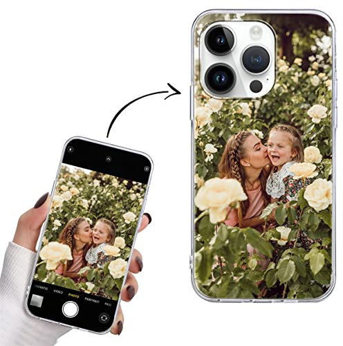 Yoedge Personalisierte Handyhülle für Apple iPhone 15 Pro Hülle Selbst Gestalten Eigenem Foto Bild Text Personalisiert Case Individuelle Geschenk Schutzhülle Transparent Cover für iPhone 15 Pro 6,1