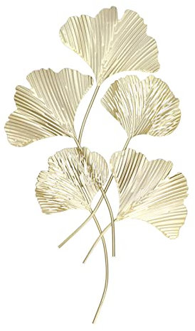 JYCRA Metall-Wandkunst, Ginkgo-Blatt-Wandbehang-Skulptur, Hängende Ginkgo-Blatt-Wanddekoration, Moderne Ginkgo-Blatt-Wandornamente für Zuhause, Schlafzimmer, Wohnzimmer