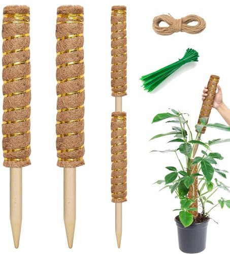 JINYJIA 2 Pezzi Supporto per Piante,40 cm Sostegno per Piante Rampicanti,Bastone per Piante Rampicanti,Tutore per Piante,Tutore Piante,Muschio Palo Totem per Piante da Rampicante Estensione