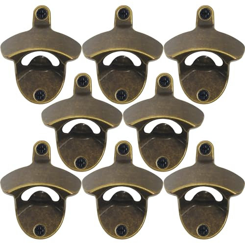 HAIICEN 8PCS Bronze Wall Mounted Bottle Opener, Vintage Brass Table Mounted Bottle Cap Opener for Retro Bar or Restaurant