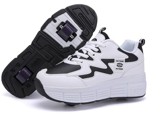 WOWEI Schuhe mit Rollen für Jungen Mädchen Skateboardschuhe Sportschuhe Rollschuhe Kinder Erwachsene 2-in-1-Multifunktionsrollschuhe Sneakers Mit Rollen Outdoorschuhe (BZX-T12, 42EU)