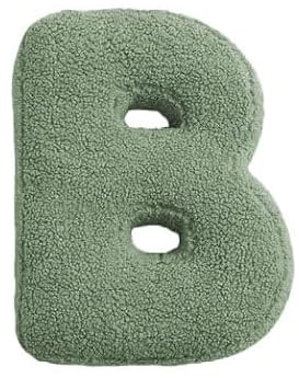 Mealini BUCHSTABENKISSEN - Buchstabe B, grün, ca 19 x 28 cm, Buntes Kissen Alphabet für Namen