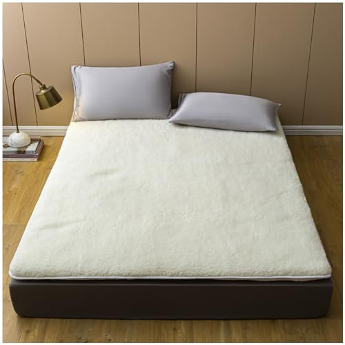 PIKETU Atmungsaktive Komfortmatratze, Matratze aus Reiner Wolle, Faltbare Wollmatratze zum Warmhalten, für Betten, Tatamimatten, Böden,White (a),90 * 200cm