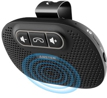 ANSTEN Vivavoce Bluetooth per Auto Microfono Integrato Vivavoce Auto Bluetooth 5.0, Bluetooth Auto può essere utilizzato per GPS, musica, chiamate, controllo del volume, iOS Siri e Vocale Assistant